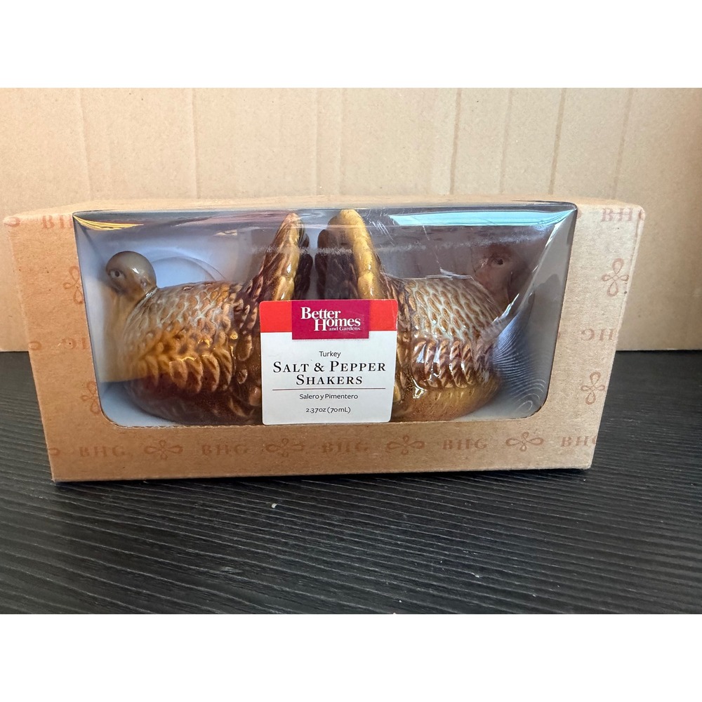 Better Homes & Gardens Turkey Salt and Pepper Shakers Thanksgiving Stoneware Set